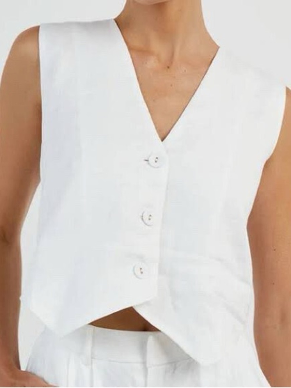 DISSH Banks White Linen Vest Tailored Waistcoat Button Up Size US 6 AU 10